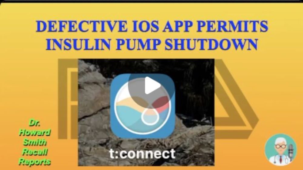 Howard G. Smith MD, AM on Instagram: "A defective iOS (iPhone/iPad) app can rapidly deplete your Tandem insulin pump battery and trigger a dangerous shutdown

The Food and Drug Administration and Tand...