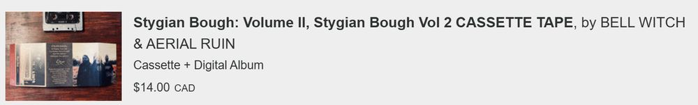 Stygian Bough Volume II cassette tape by BELL WITCH and AERIAL RUIN