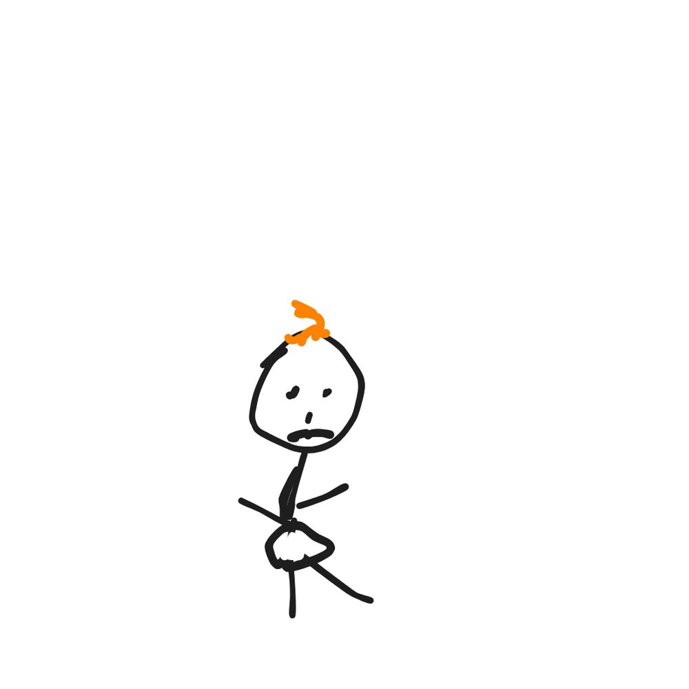 An MS Paint drawing of a baby with a sad face and a curly-q of ginger hair on her head