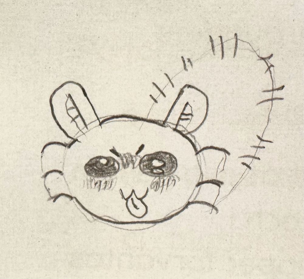 My sketch of Momonga from *chiikawa* blowing raspberry