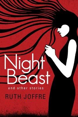 The cover of Night Beast by Ruth Joffre. It has a red background and a shadowy black and white figure of a woman with abstract tentacle things coming out of her head in an art deco style (it actually is an art deco print from like the 1920s). The vibe is spooky sexy