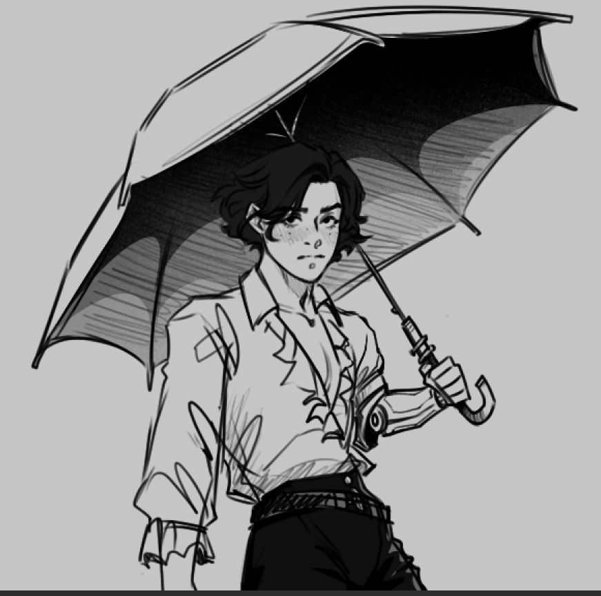 Pinocchio from lies of P with an umbrella