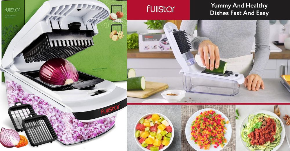 Fullstar Cortador de vegetais - Cortador de alimentos - Cortador de cebola - Fatiador de legumes e espiralizador - Picador de vegetais com recipiente - Utensílios de cozinha - Essenciais para casa - | Amazon.com.br