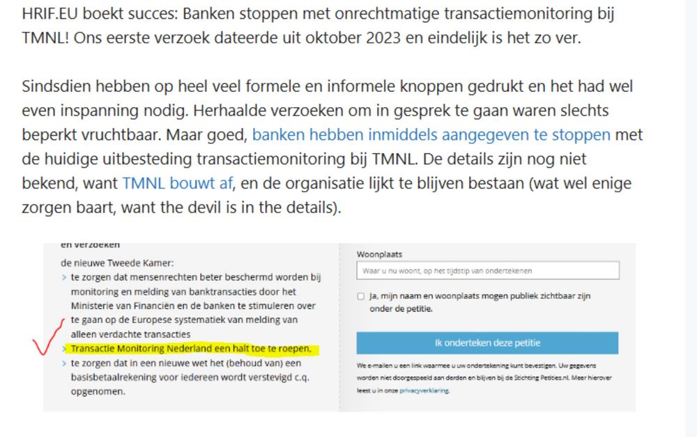 HRIF.EU boekt succes: Banken stoppen met onrechtmatige transactiemonitoring bij TMNL!