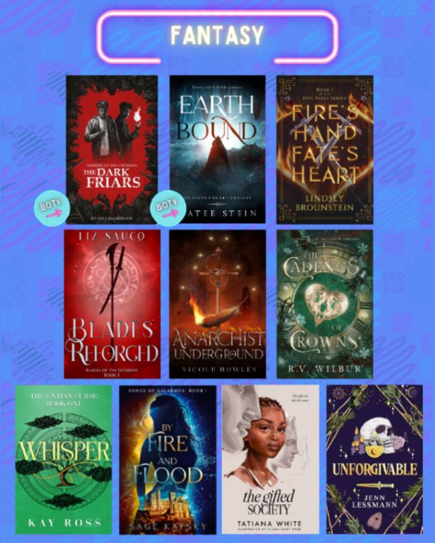 Some Fantasy books on sale - The Dark Friars, Earth Bound, Fire's Hand Fate's Heart, Blades Reforged, Anarchist Underground, The Cadence of Crowns, Whisper, By Fire and Flood, The Gifted Society, Unforgiveable