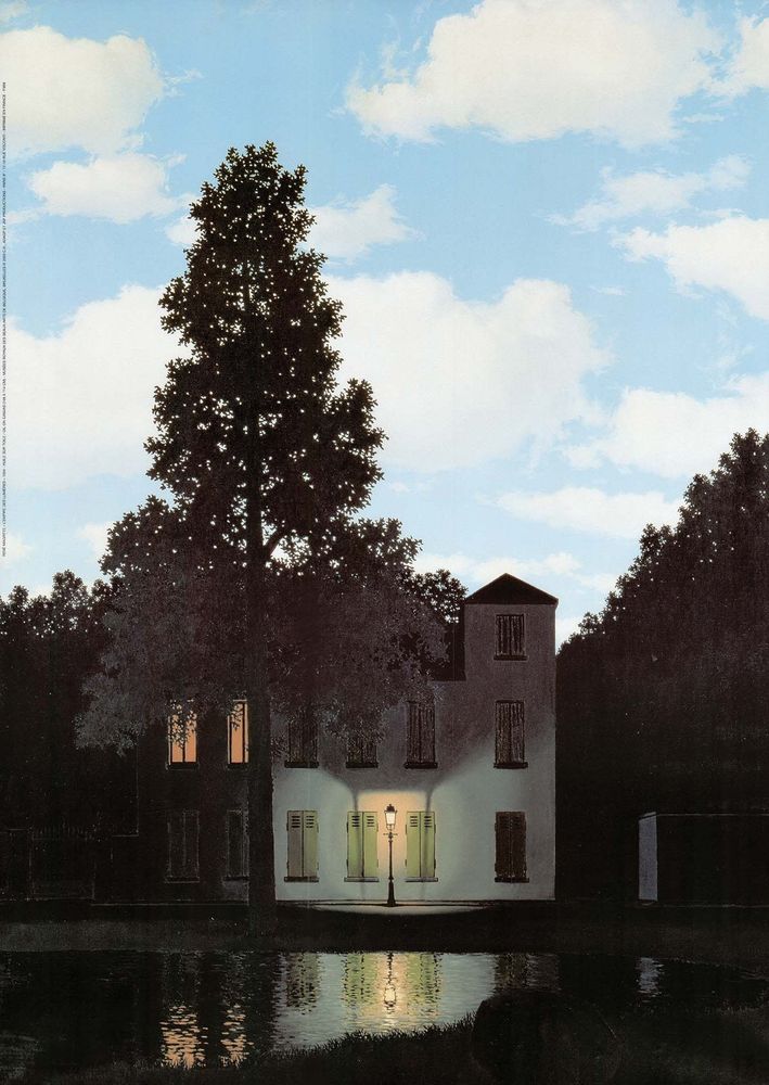 das gemälde "empire of light" wurde vom belgischen surrealistischen künstler rené magritte geschaffen. es zeigt eine dunkle, nächtliche straßenszene im unteren Teil des bildes, während der himmel im oberen teil hell und tagsüber aussieht. der kontrast zwischen tag und nacht verleiht dem gemälde eine unheimliche und surreale atmosphäre.