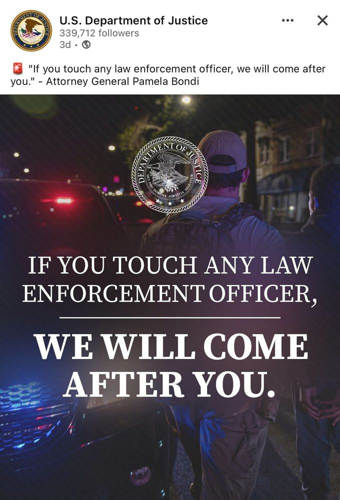 Picture of DOJ threat against US citizens