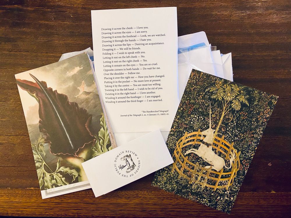 Selection of cards with The Dragon Arum / The Handkerchief Telegraph / The Unicorn in Captivity