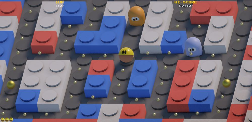 A screenshot from Pac-Zania showing the first level, Block Town