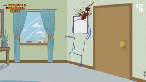 Gif d'un extrait de cyanide et happiness. Il rentre du travail, se met directement en slibard et fonce sur son ordinateur.