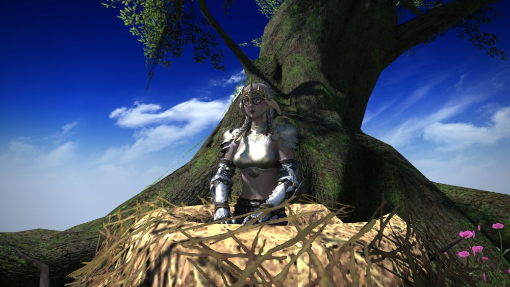 Même personnage mais assise sur un nid.