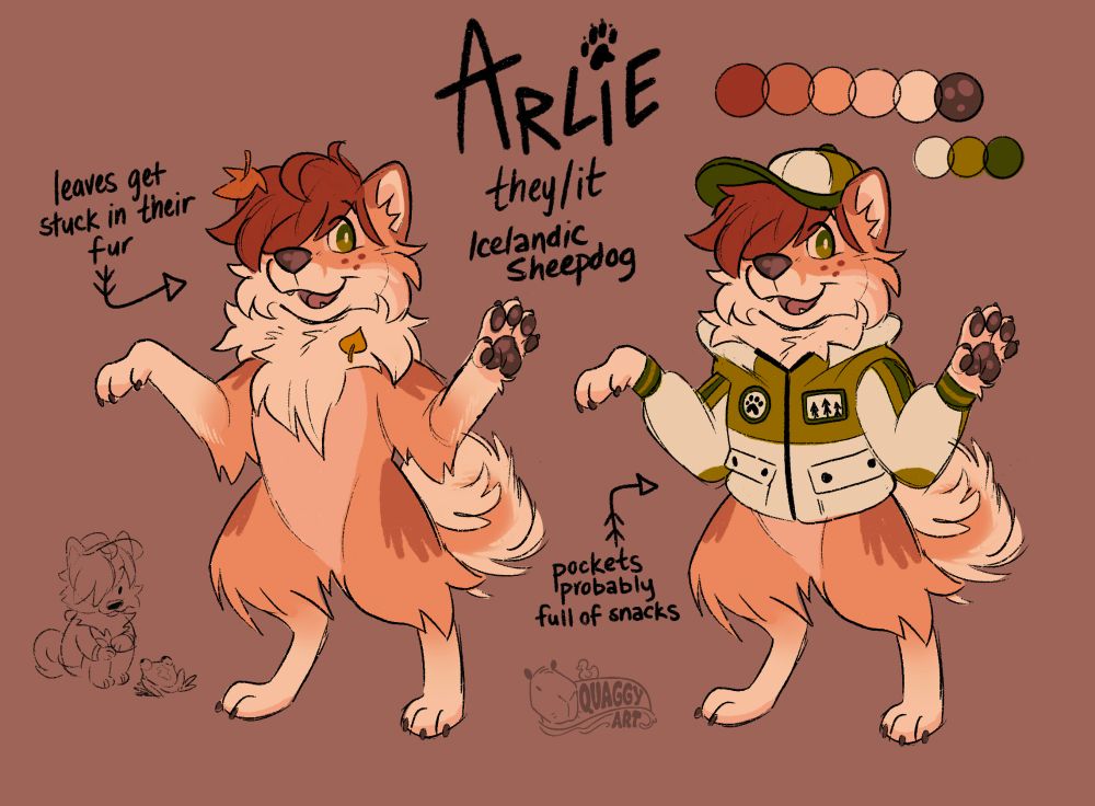 a very fluffy curly-tailed dog, it's Arlie!