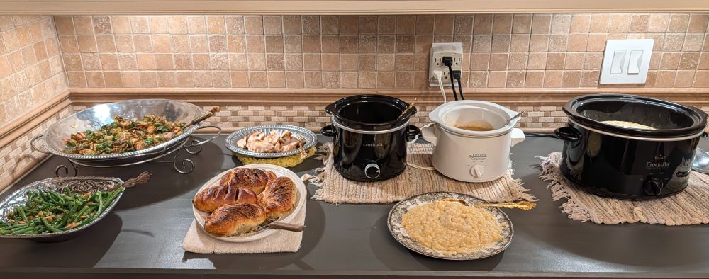 Buffet of thanksgiving dishes