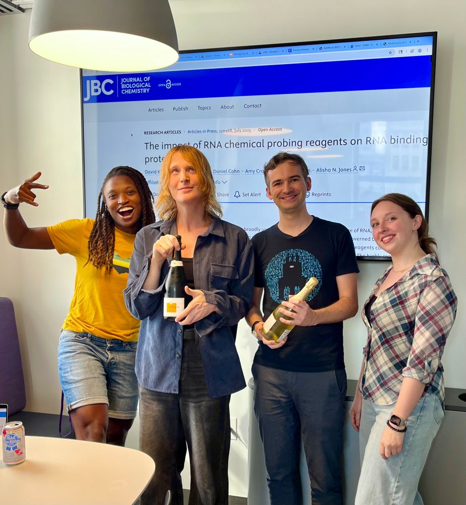 Jonesy, Lucy, David and Amy celebrating their new paper