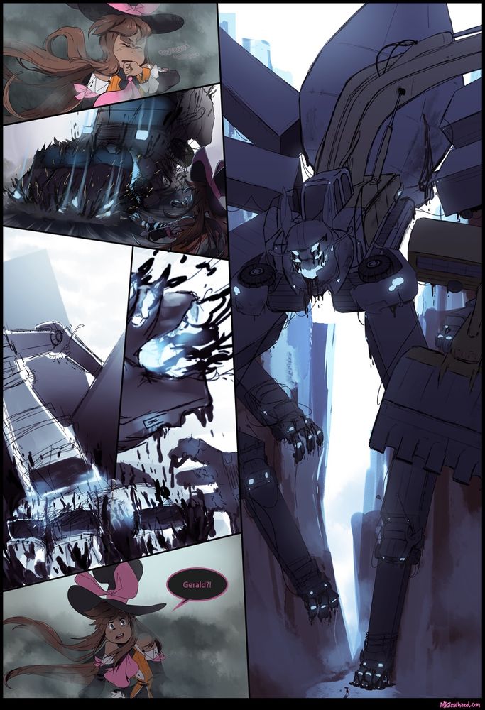 Comic page from Magical Hazel - a giant monster appears