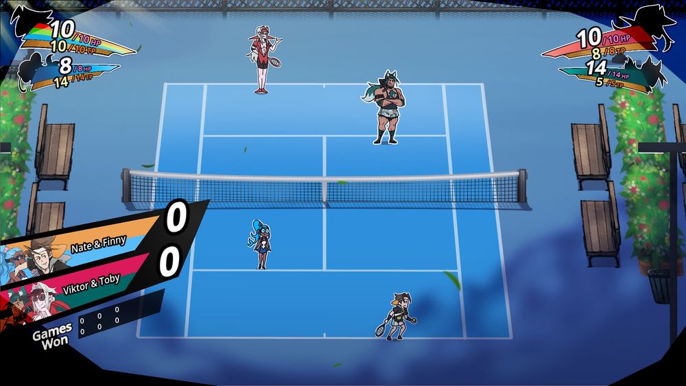 Screenshot from my tennis rpg with the battle hud