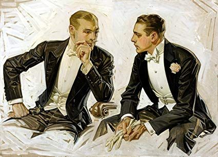 "The Donchester" by JC Leyendecker, 1911. Depicting 2 well dressed men sitting next to each other.