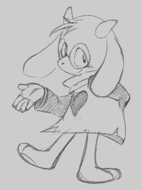 A sketch of Ralsei from Deltarune drawn in a different style