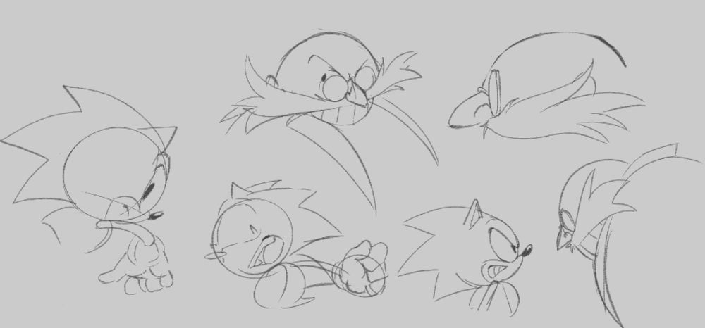 Some doodles of Sonic and Eggman from the Sonic the Hedgehog series