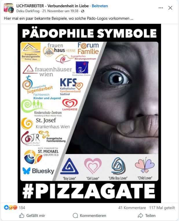 LICHTARBEITER - Verbundenheit in Liebe  · 
Deku DarkFrog
 ·
dosSeprtnog
m
e
a
 
r
 
5
1
1m
o
1
v
:
6m
8
m
3511t6i
9
03uu0
2
2
3
e
.
f81
b
6
N
a
 
41
u
ua
 ·
Hier mal ein paar bekannte Beispiele, wo solche Pädo-Logos vorkommen … darunter Bluesky und Frauenhäuaser und Krankenhäuser Logos