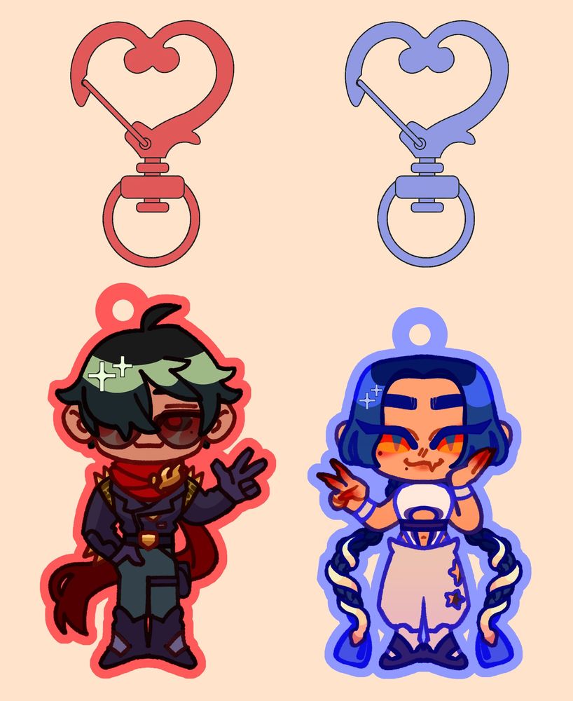 Lighter, canon character, and original character Rune from game Zenless Zone Zero as small keychain charms