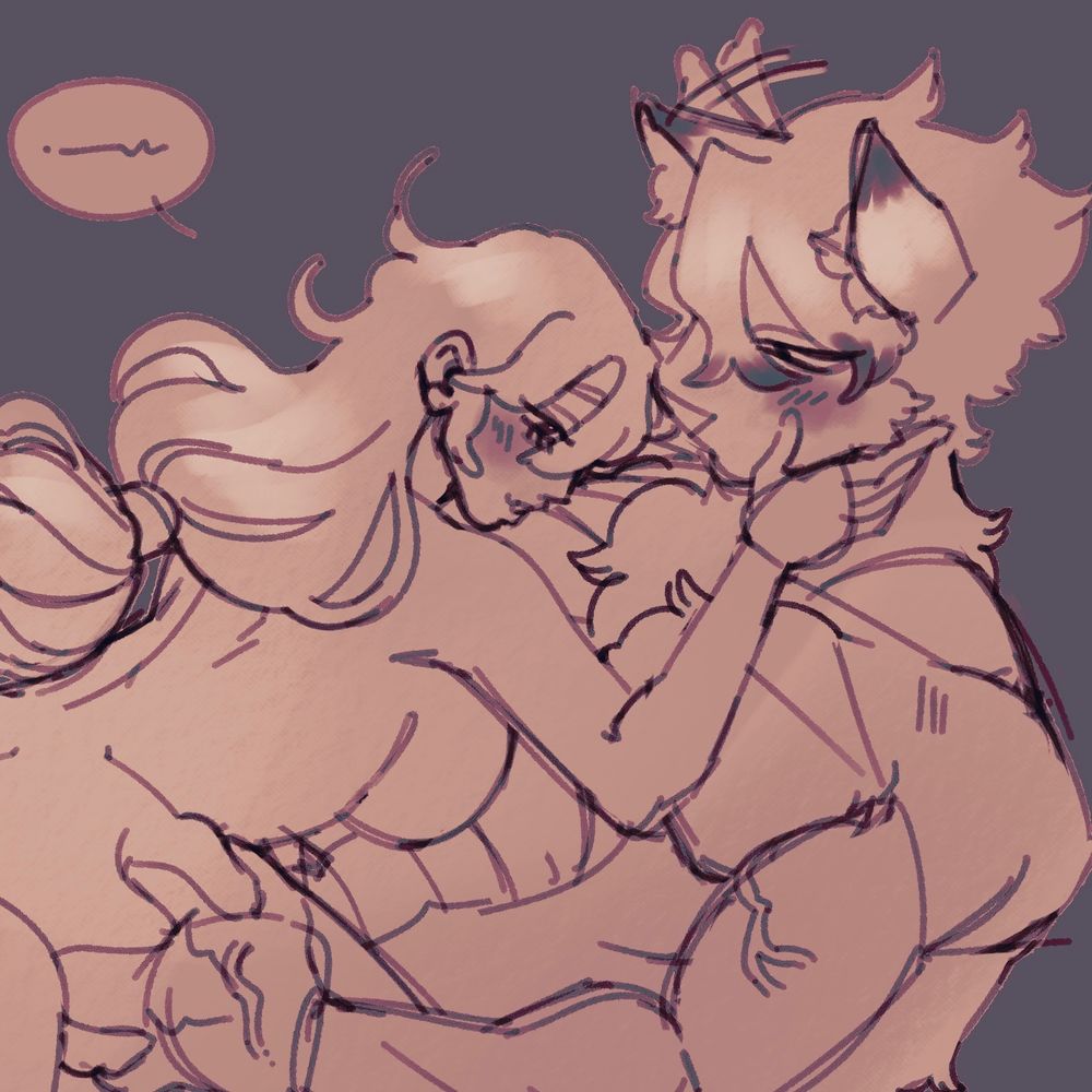 rina laying on lycaon's chest, from game zenless zone zero, shes 's talking and he is listening happily.
