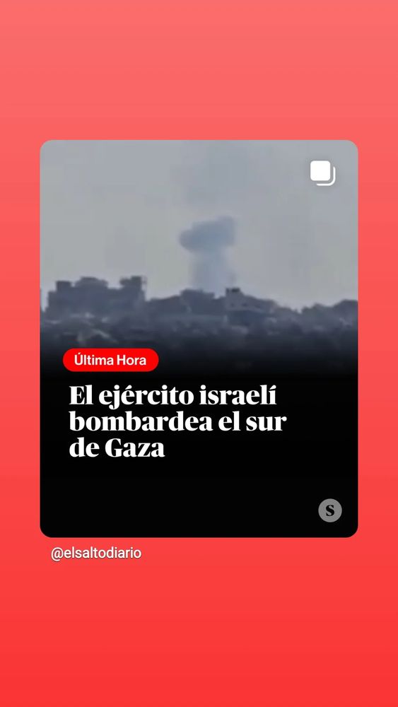 Imagen con el texto "El ejército Israelí bombardea el sur de Gaza".