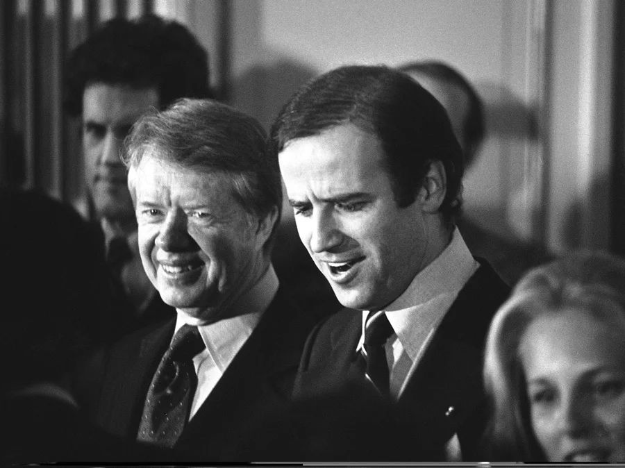 Jimmy Carter and Joe Biden at a political fundraiser in Delaware in 1978