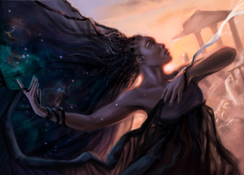 a goddess bringing a veil of night across the world. #portfolioday