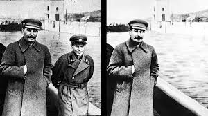 Long before Photoshop, Stalin had his propaganda masters touch up photographs and paintings as well as text erasing any influential person that may be seen as against him.