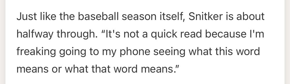 Screenshot from Bandwagon newsletter about how Sintker has to look up words in the dictionary while reading Dickens