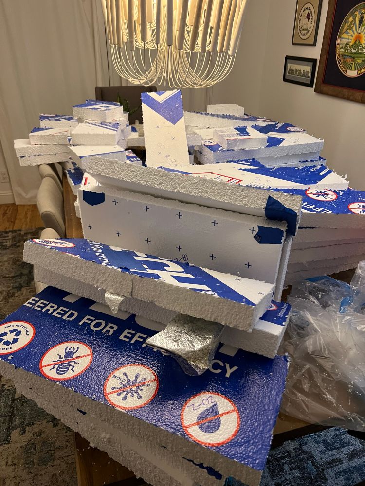 A pile of expanded polystyrene 