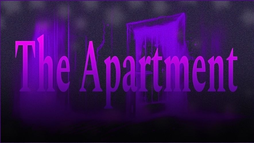 An eerie purple door with bold text reading ‘The Apartment’