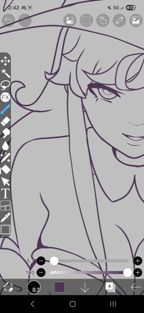 Screenshot of Rum in a witch costume with big booba and a suspicious smile