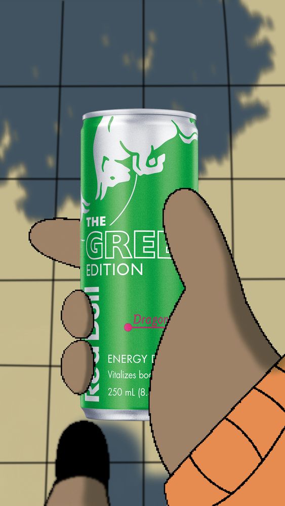 Me holding green Red Bull.