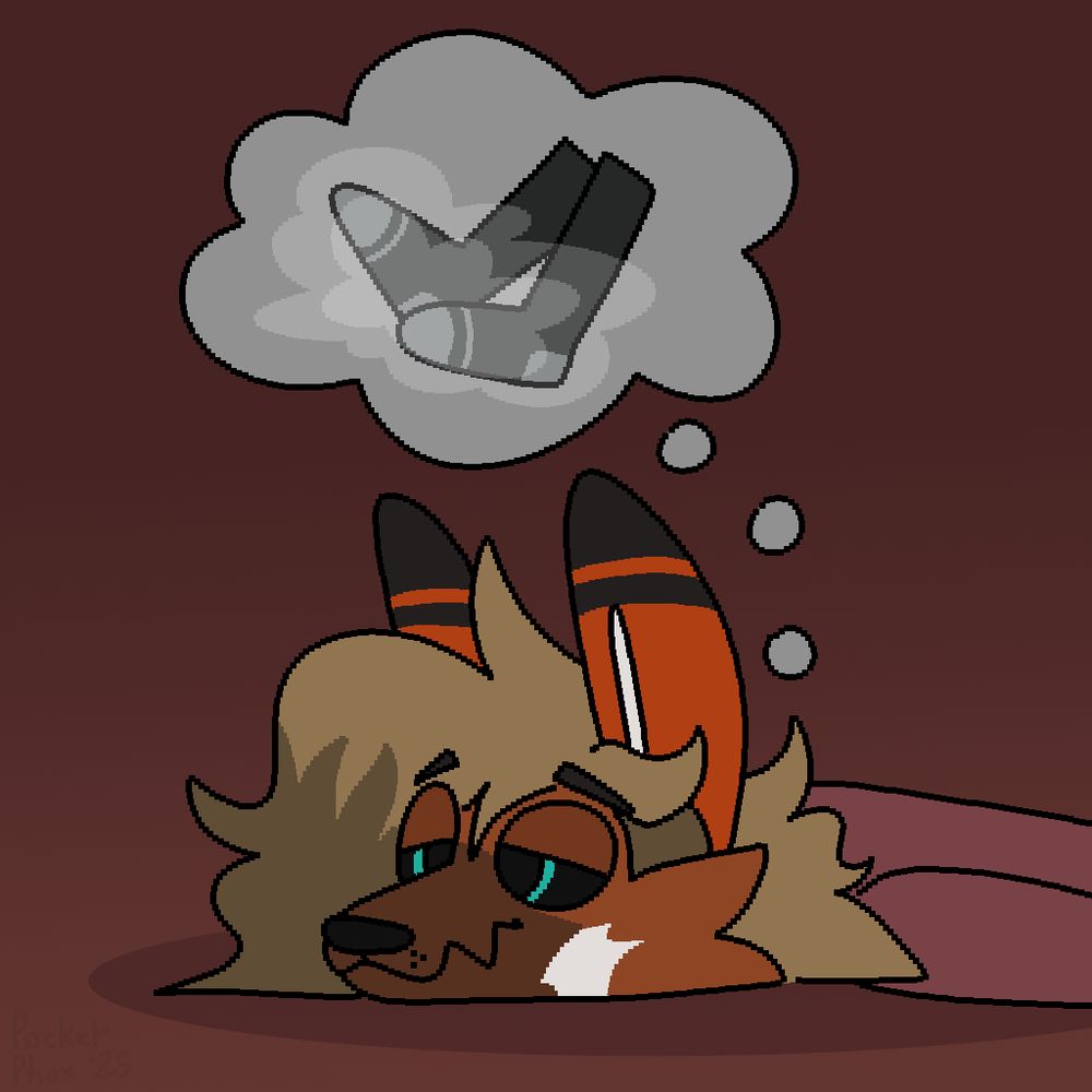 phox, laying down, flusteredly daydreaming about steamy socks