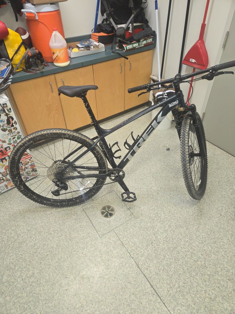 Dirty, dirty mountain bike. 