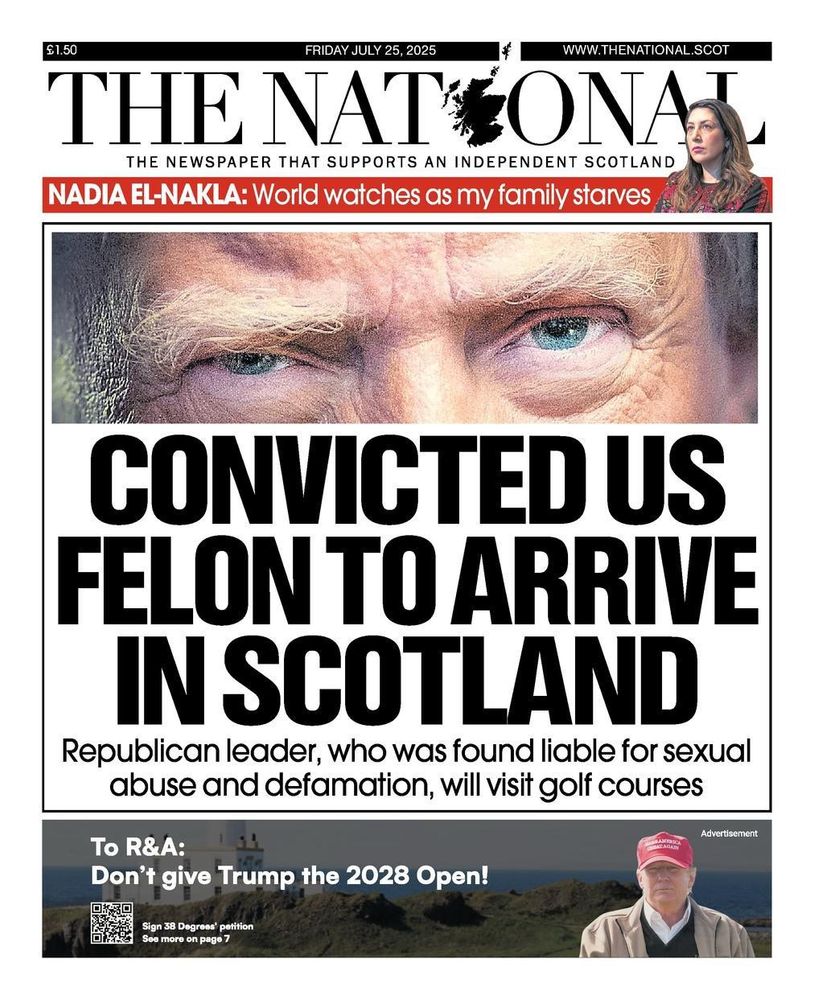 Newspaper “Convicted US felon to arrive in Scotland”