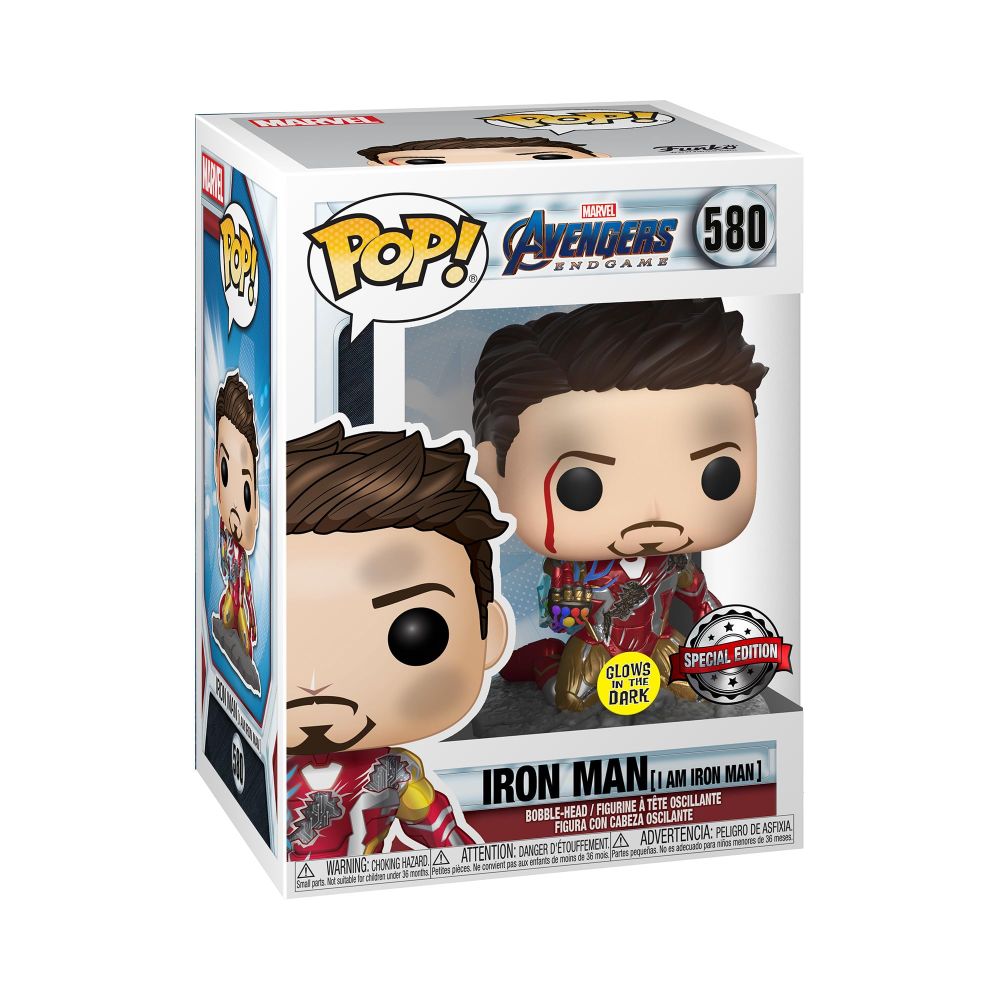 A Funko Pop of Iron Man from the Marvel Cinematic Universe