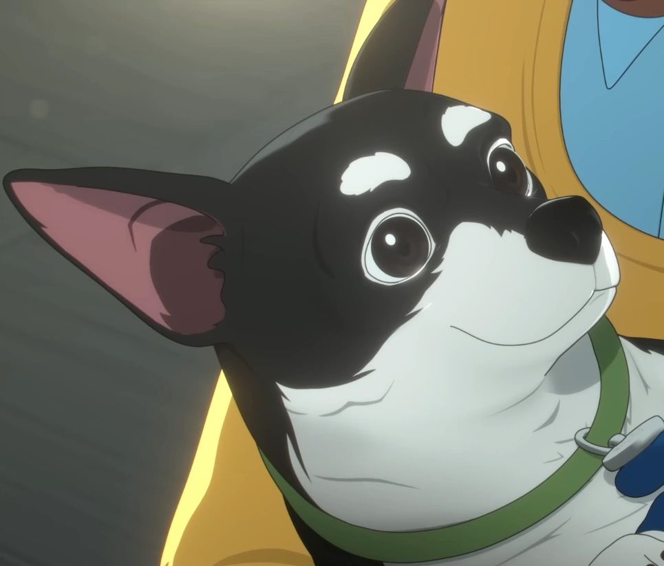 Beef, a chonky dog from the video game Dispatch.