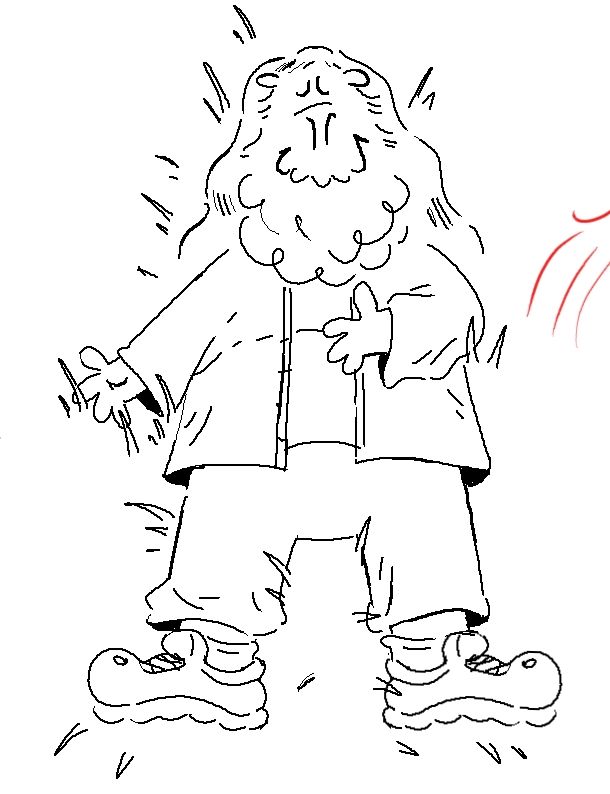 Doodle of Capy with more humanoid proportions, laying in the grass