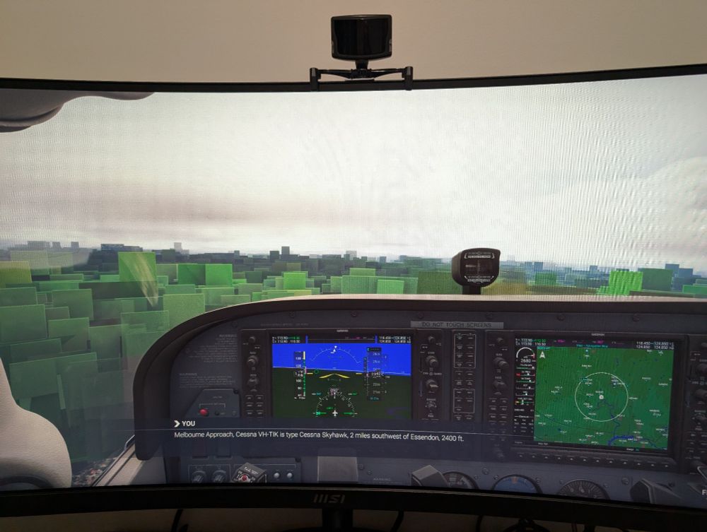 View from c172 in msfs2024 showing blocky terrain. 