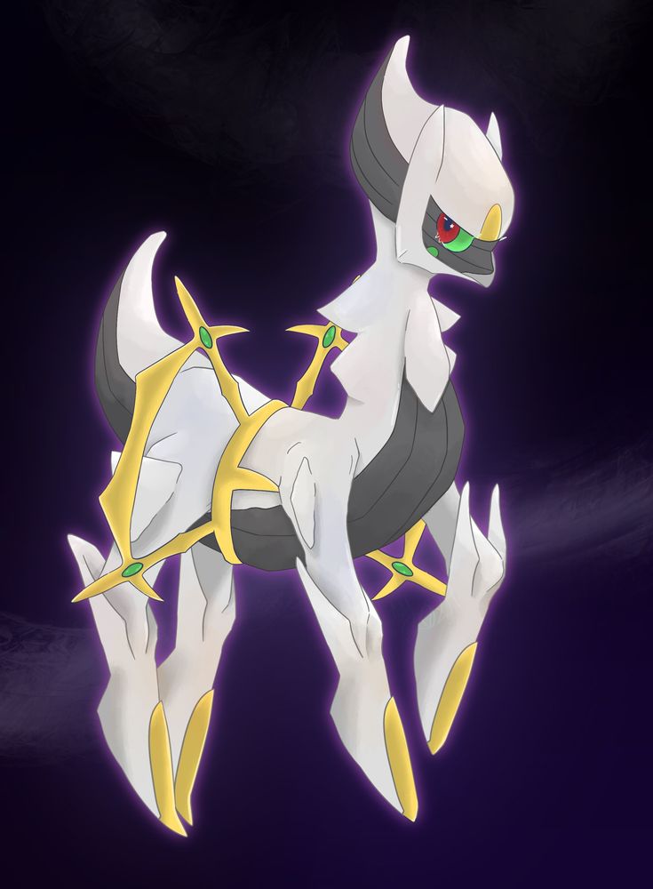 ✨This one is supposed to be kind of a juvenile Arceus. Just kind of floating through a very generic space background (gift for my sissa)✨