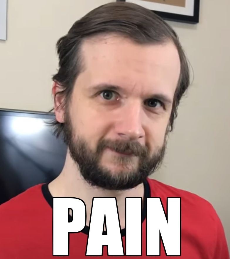 A picture of Wib with the word pain written in all caps 