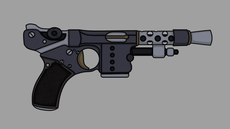 The IB-97 blaster.
Based on the Bergmann Simplex 8mm with added bits from the MG34, the M14 and the Luger