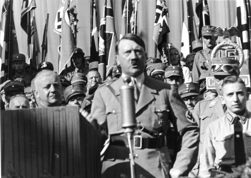 Archival photo of Hitler with the Neumann “bottle” mic.