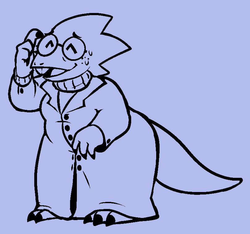 Alphys from Undertale adjusting her glasses