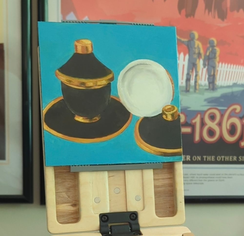 Unfinished painting of a coffee cup