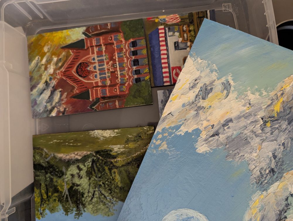 Bunch of paintings drying