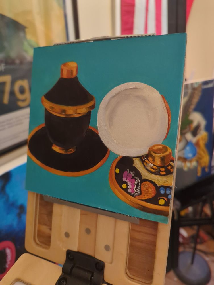 Slightly less unfinished painting of same said coffee cup